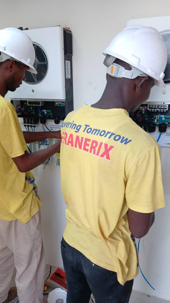 Solar panel installation worker